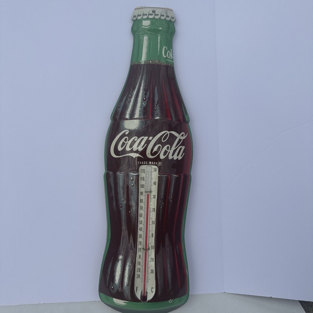 Vtg Collectible Coca-Cola Sign/Advertisement Tin TCA Coke Bottle Thermometer 17"